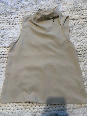 Zara Sleeveless Mock Neck Top in Light Beige